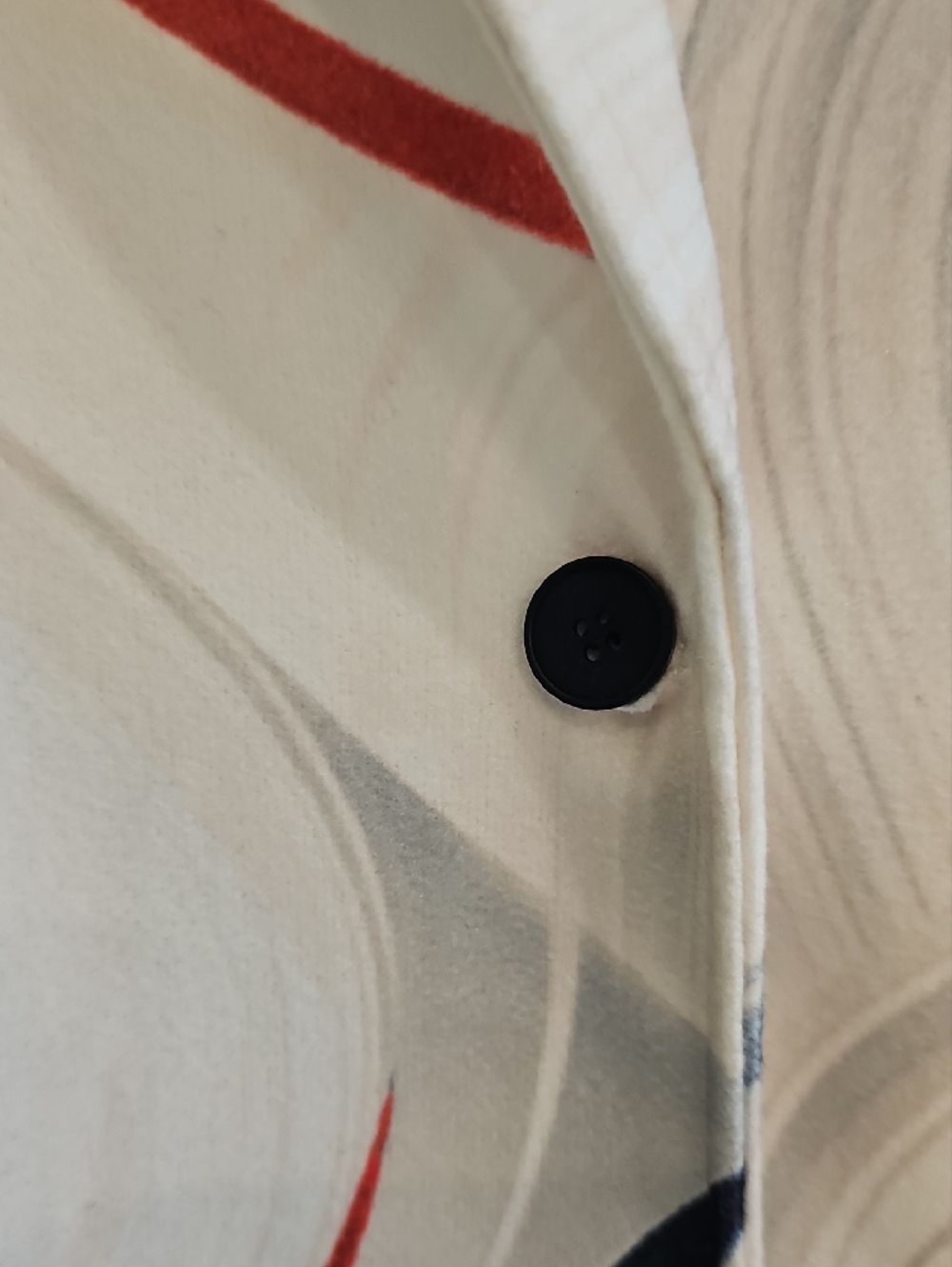 New White Swirl Abstract Print Open Blazer with Blue & Black Accents Small - Picture 9 of 11